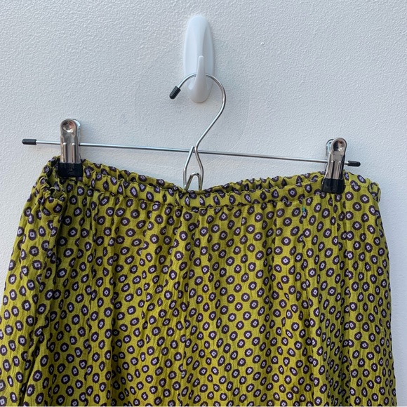 Anokhi for East Women's Size 14 Silk Maxi Skirt Green Pattern Eastern Crinkle - Picture 4 of 10